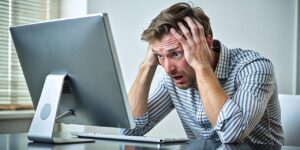 ai generated, man, working, stressed, exhausted, office, tired, overworked, frustrated, error